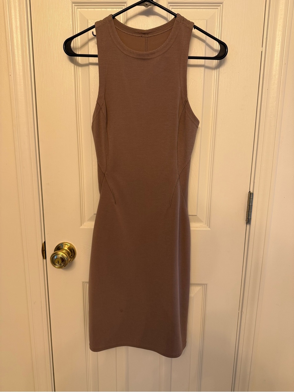 Lululemon Athletica Softstream Sleeveless Ribbed Midi Dress in Taupe